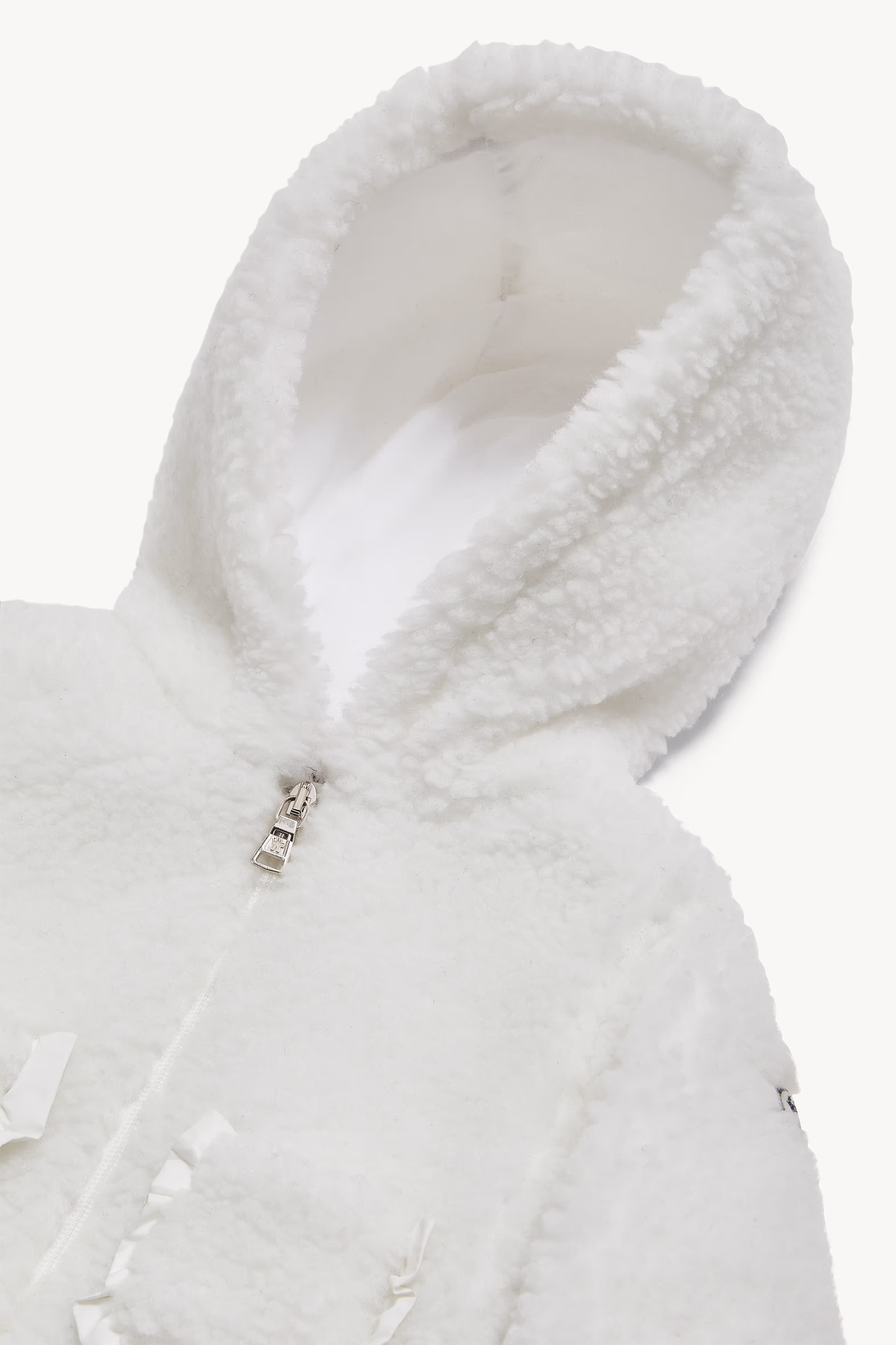 Teddy Zip-Up Hoodie Girl White Moncler 2